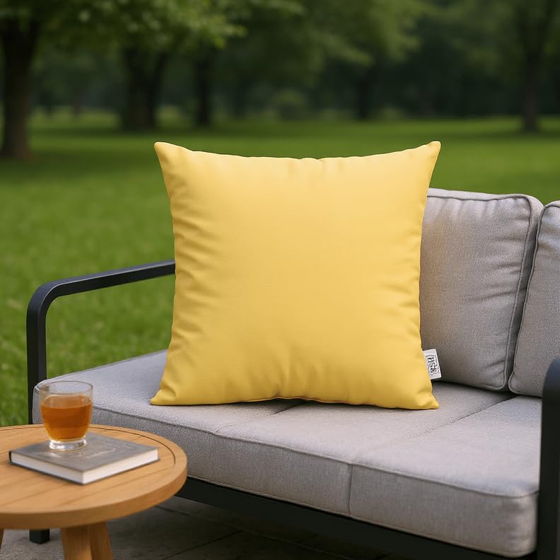 Indoor Outdoor Throw Pillow Set - 4 Piece Sunbrella Canvas Buttercup Yellow