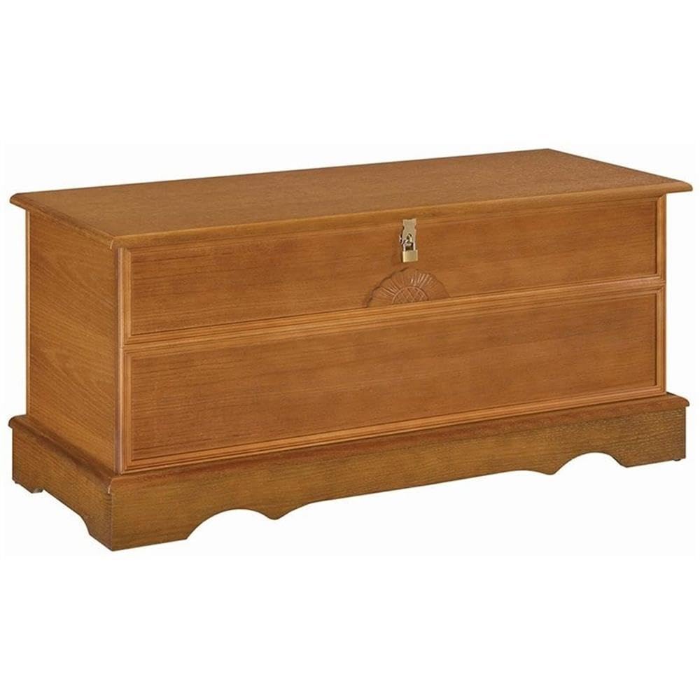 Cedar Wood Storage Blanket Chest Bench Honey Brown