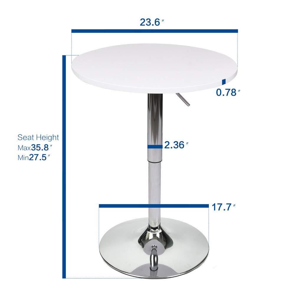3-Piece Bar Table and Chairs Set - Height Adjustable Round Pub Table with Swivel Barstools