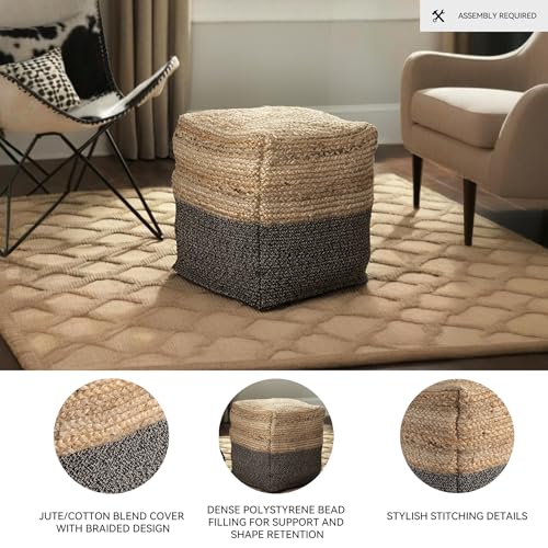 Farmhouse Jute Braided Pouf Ottoman