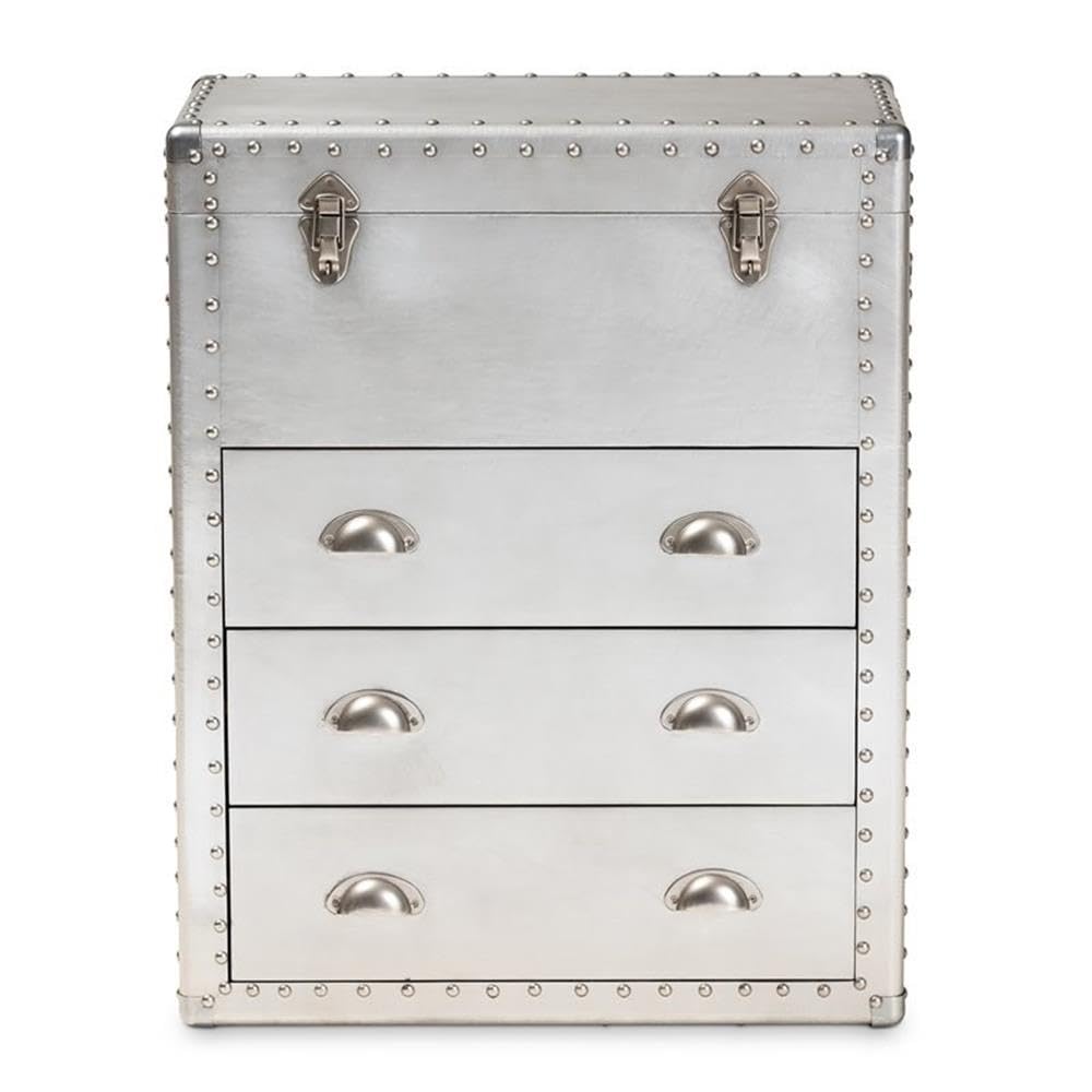 3-Drawer Mid-Century Metal Accent Storage Chest