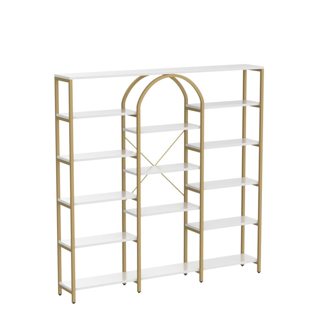 Triple Wide Gold Bookshelf 13-Tier Display Storage