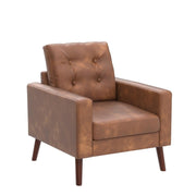 Mid Century Modern Armchair Set of 2 Button Tufted Faux Leather