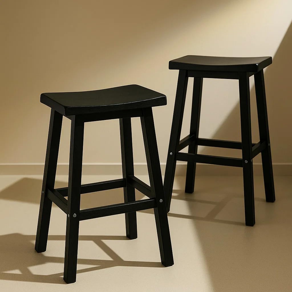 MAIUSCOLI Bar Stools 29'' Outdoor Set of 4, Waterproof Modern Durable Resin Saddle Seat,Counter Stool Sturdy Modern Stylish, All-Weather Barstools for Patio, Balcony, or Kitchen Counter