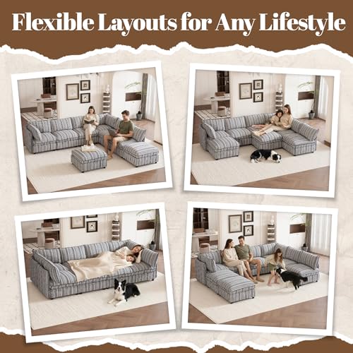 8-Seater Modular Sectional Sofa with Storage and Ottoman