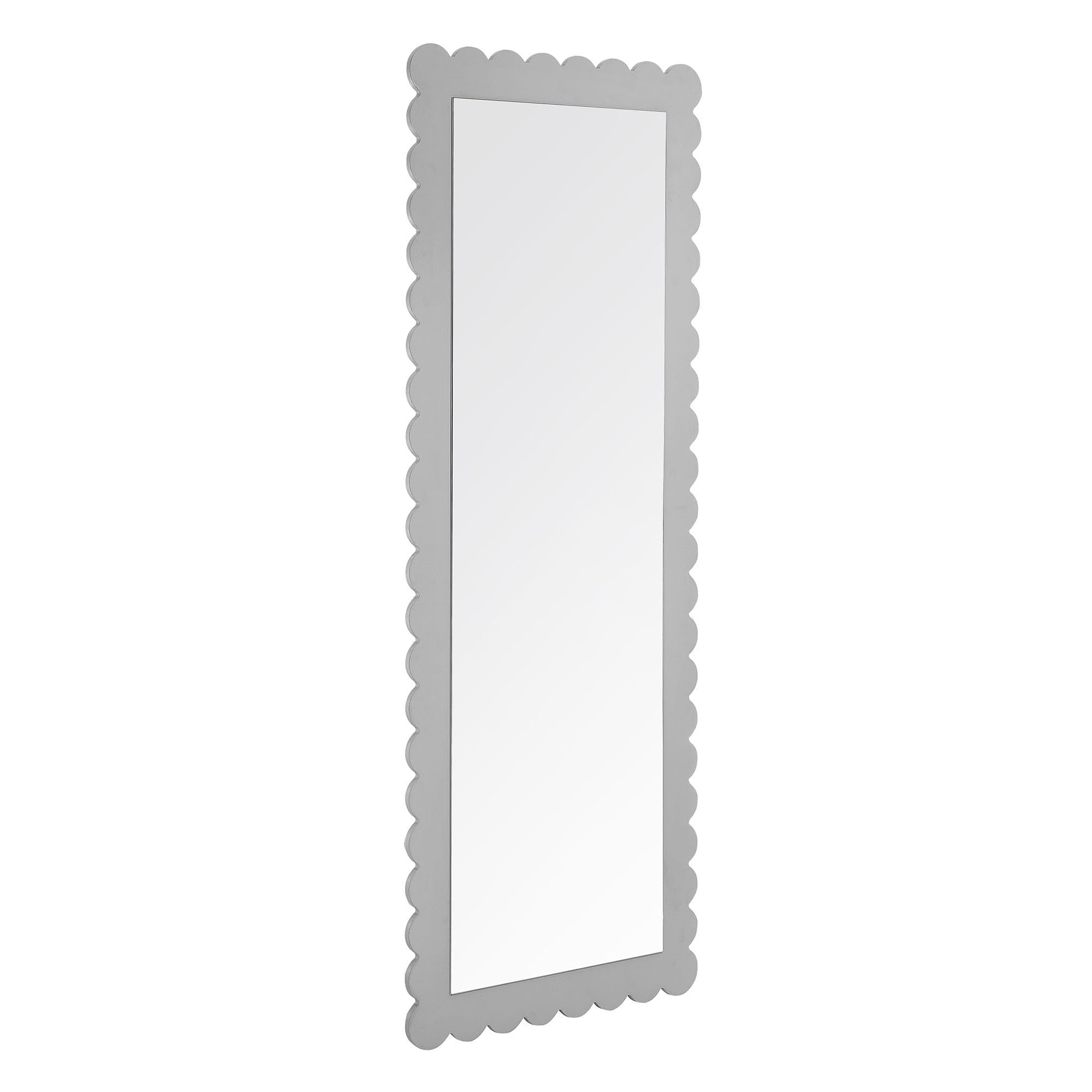 Scalloped Full-Length Floor Mirror Light Gray