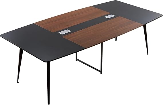 8 ft Boat Shaped Conference Table with Charging Station