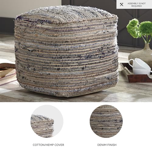 Square Hemp Pouf Ottoman 16x16x16