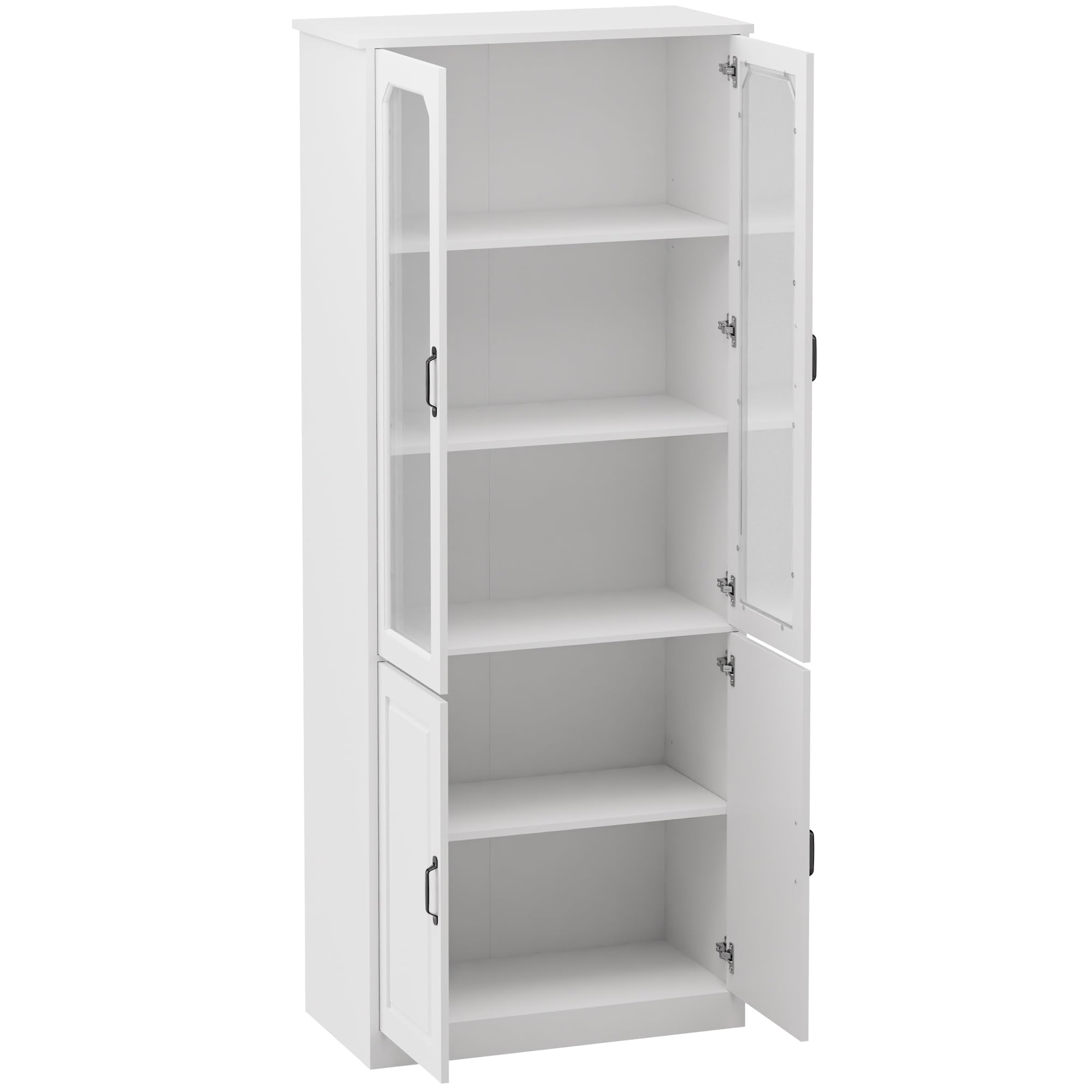 Tall Kitchen Pantry Cabinet with Glass Doors