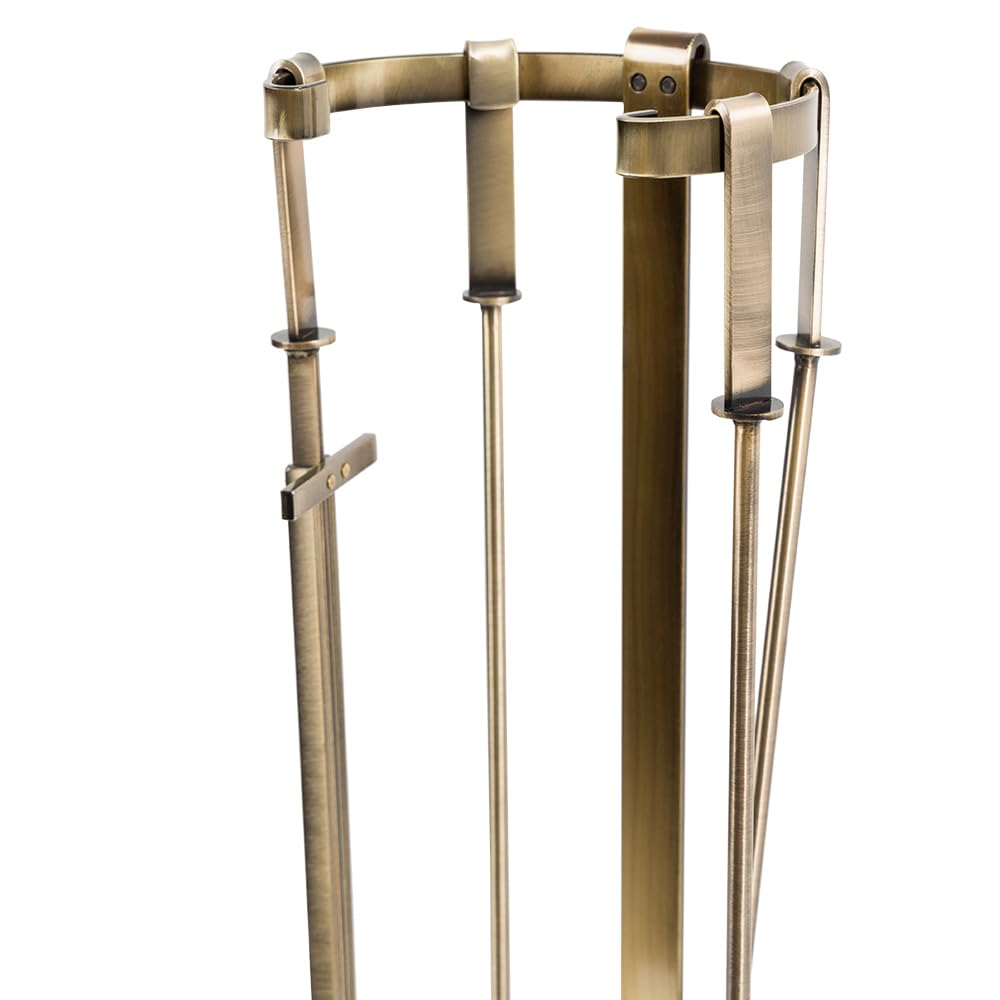 5-Piece Fireplace Tool Set - Aged Brass