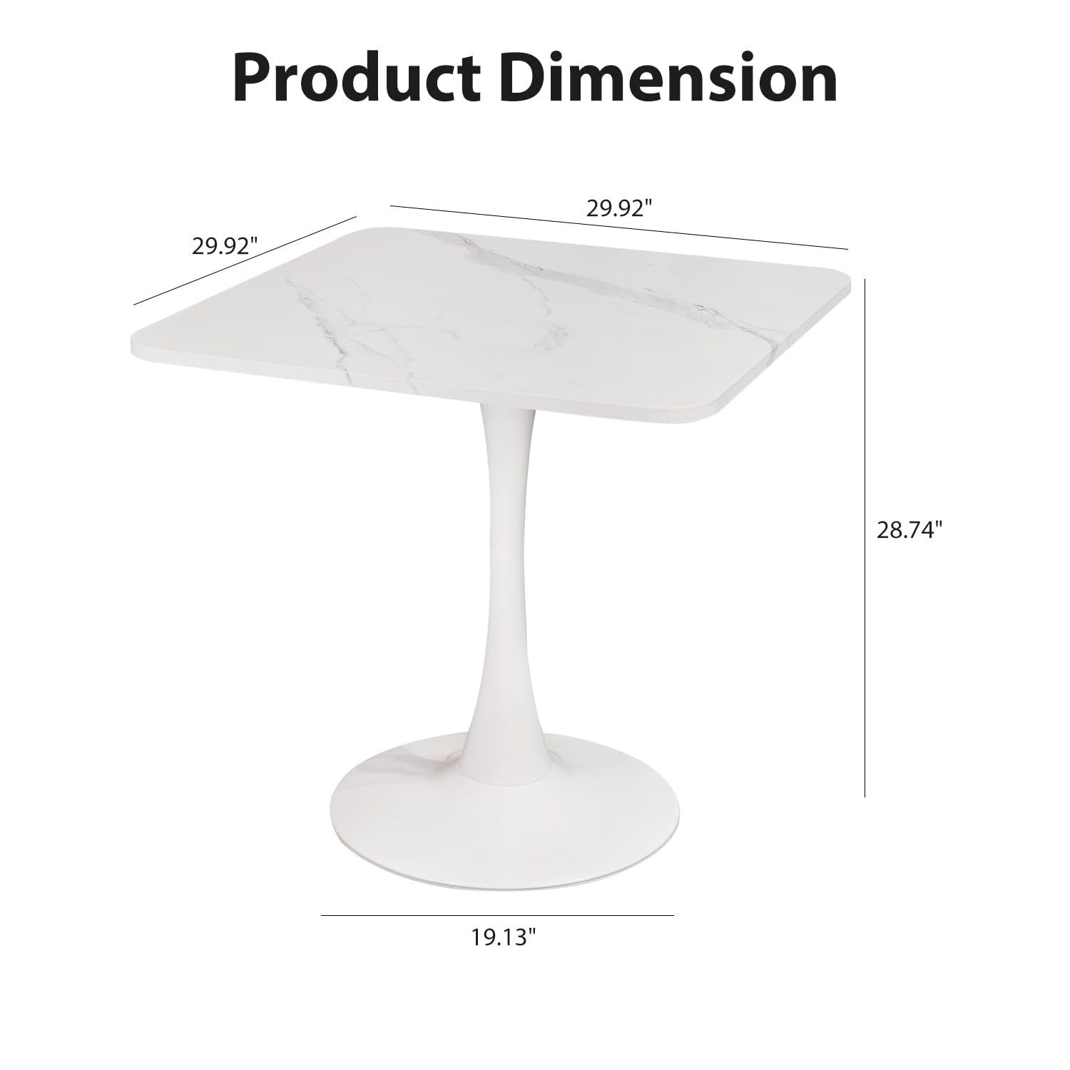 30-Inch Round Dining Table with Faux Marble Top