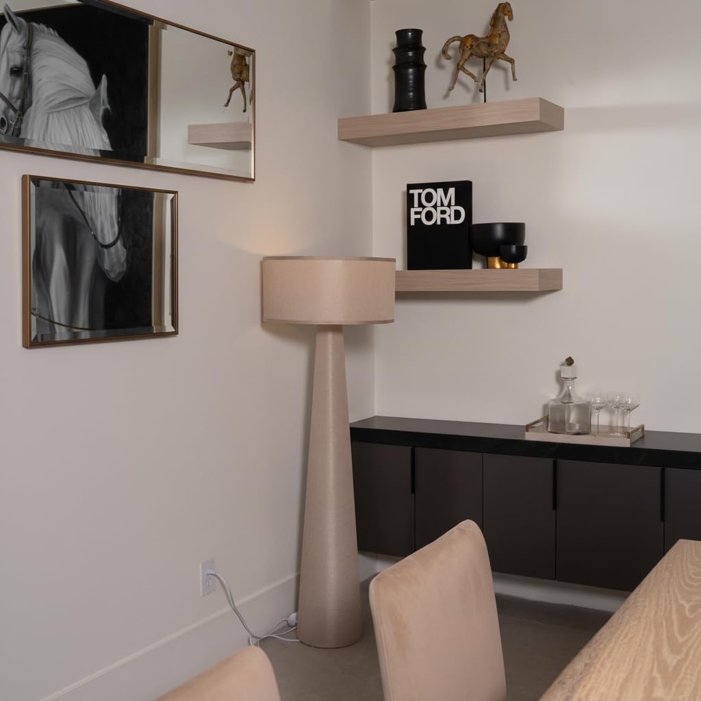 59" Taupe Linen Floor Lamp with LED Bulb