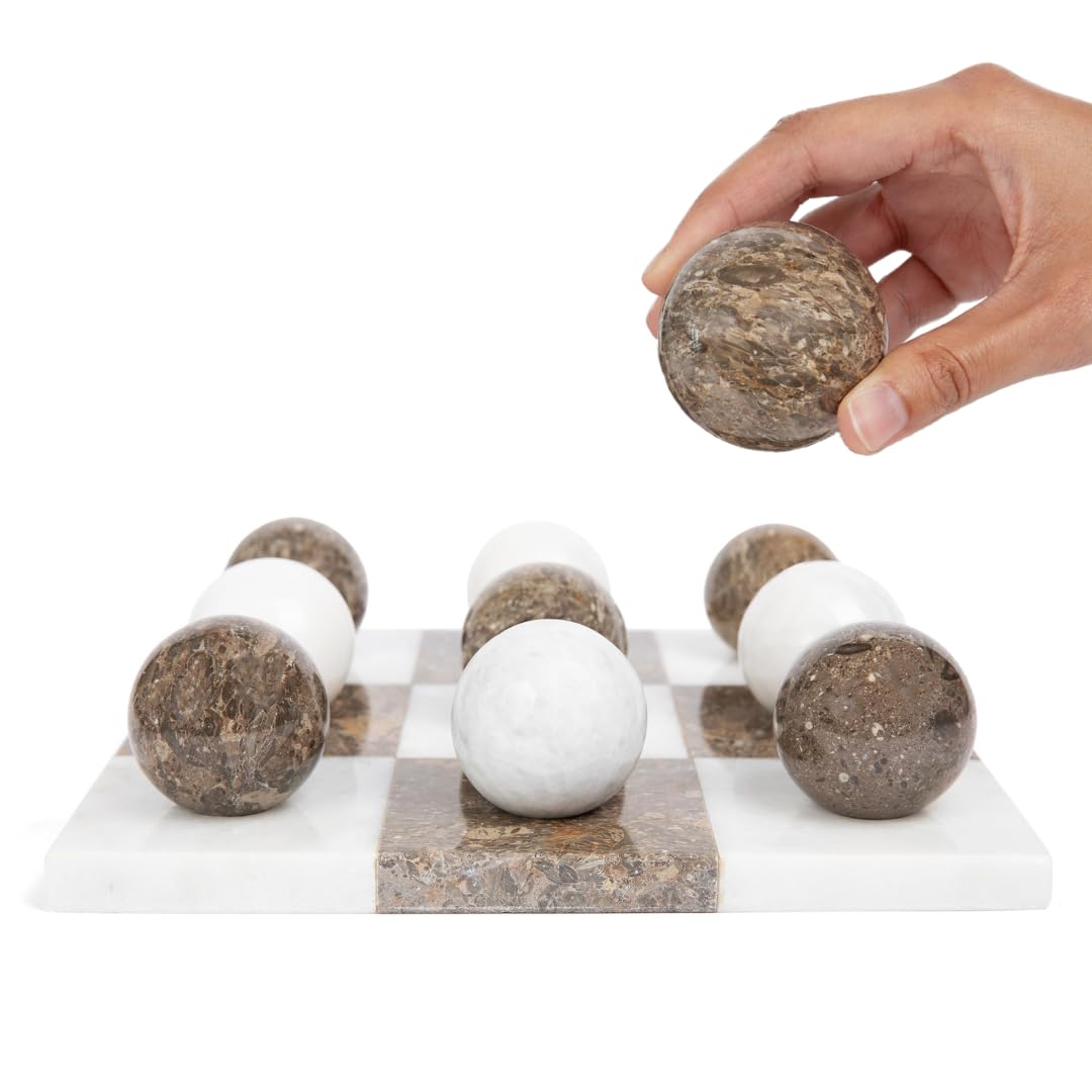 Round Marble Tic Tac Toe Game Set