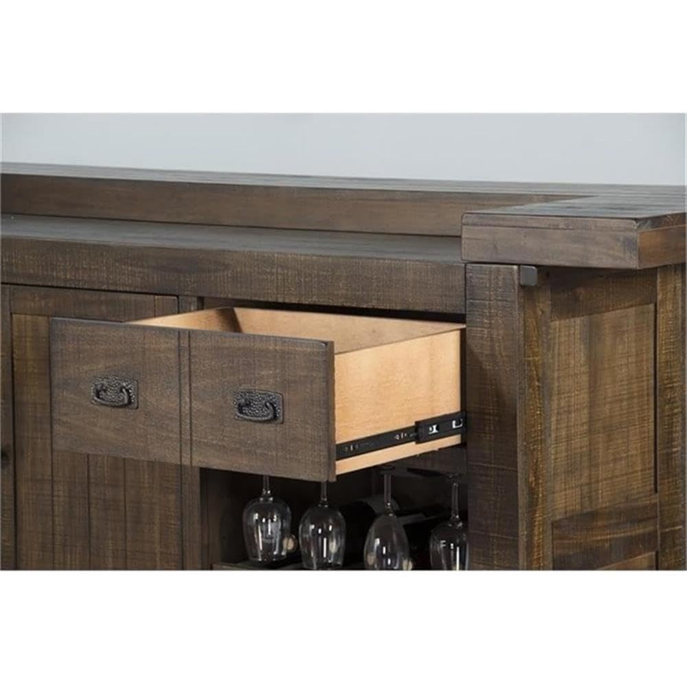 Wood Home Bar with Shelves and Drawers