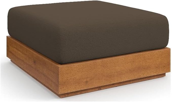 Acacia Wood Outdoor Ottoman Natural Light Gray