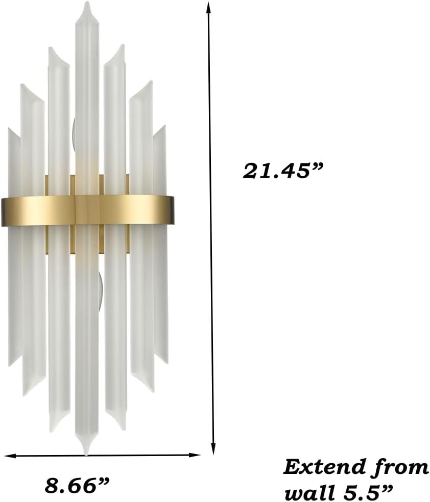 Modern Gold Crystal Wall Sconces Set of Two
