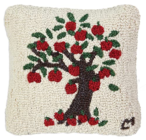 Apple Tree Hand-Hooked Wool Decorative Throw Pillow 14x14