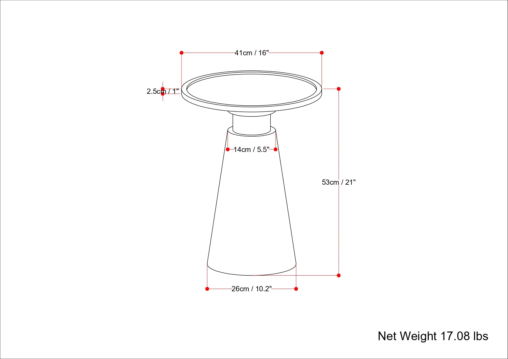 Kramer End Table - 16 Inch Round Acacia Wood Accent Table with Cone Pedestal Base