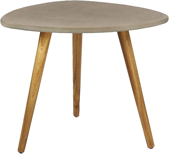 Outdoor Accent Table with Concrete Top and Tripod Legs