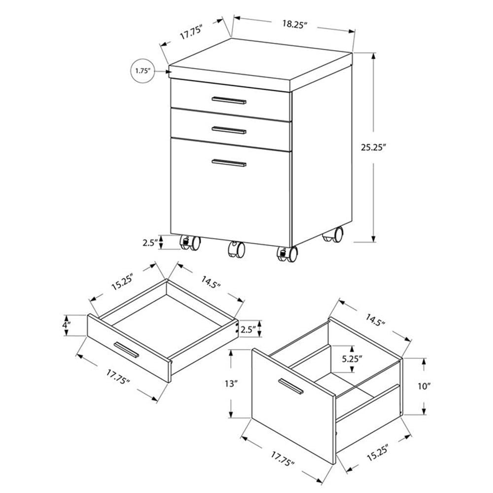 3-Drawer Mobile File Cabinet