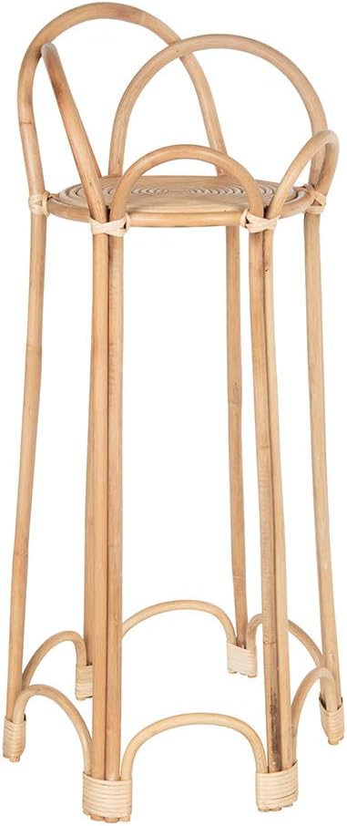 Rattan Loop Indoor Plant Stand 26 Inches Natural Brown