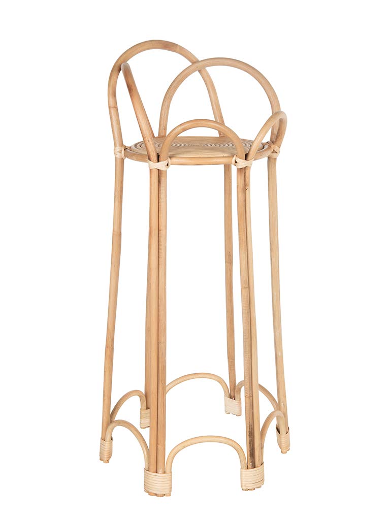 Rattan Loop Indoor Plant Stand 26 Inches Natural Brown