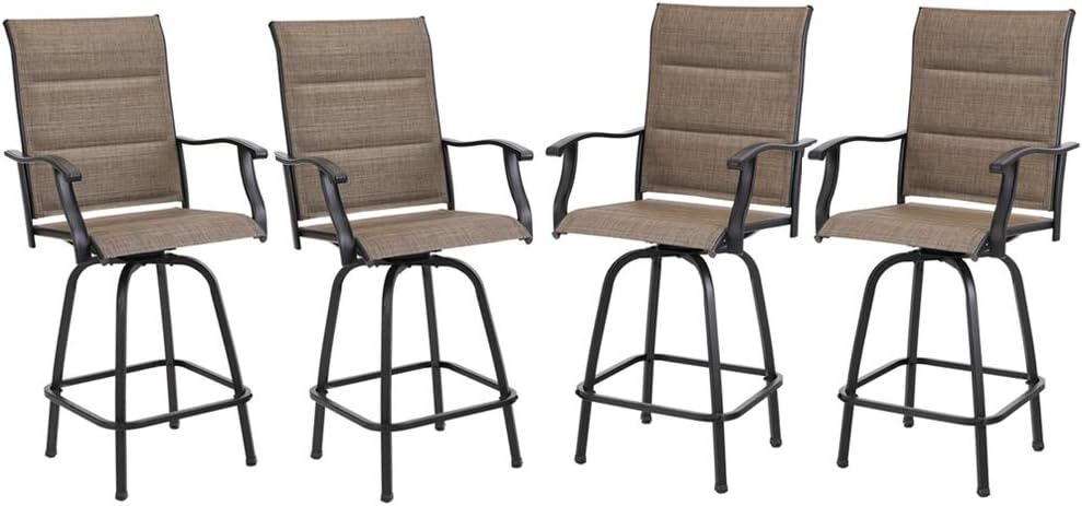 Swivel Bar Stools Set of 4 with Backrest and Armrest