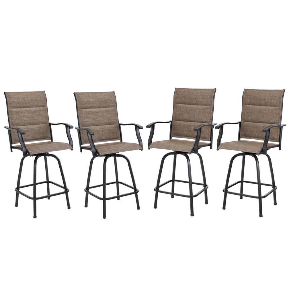 Swivel Bar Stools Set of 4 with Backrest and Armrest