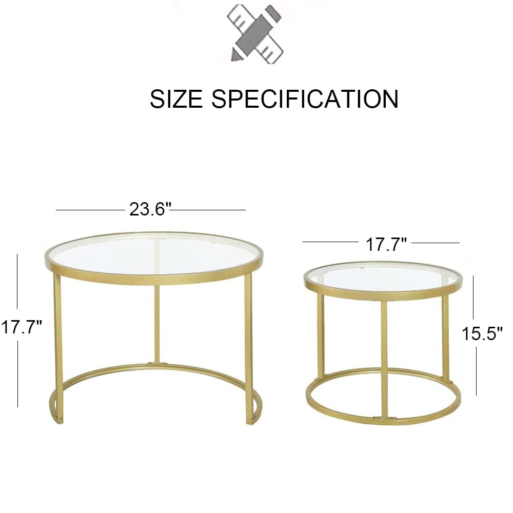 Gold Nesting Coffee Table Set of 2