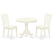 3 Piece Round Dining Table Set with Upholstered Chairs