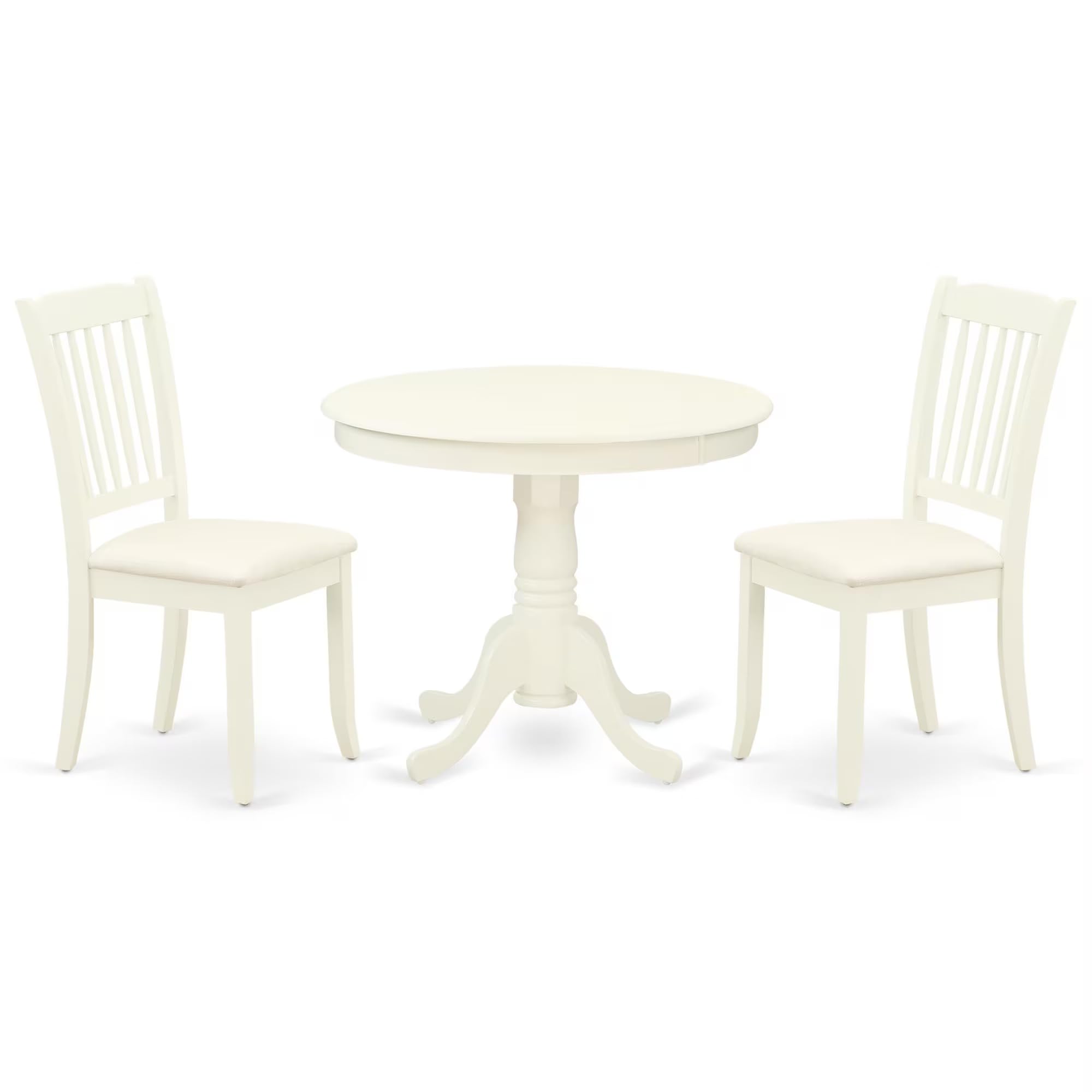 3 Piece Round Dining Table Set with Upholstered Chairs