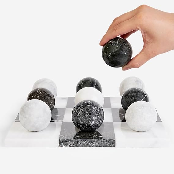 Round Marble Tic Tac Toe Game Set