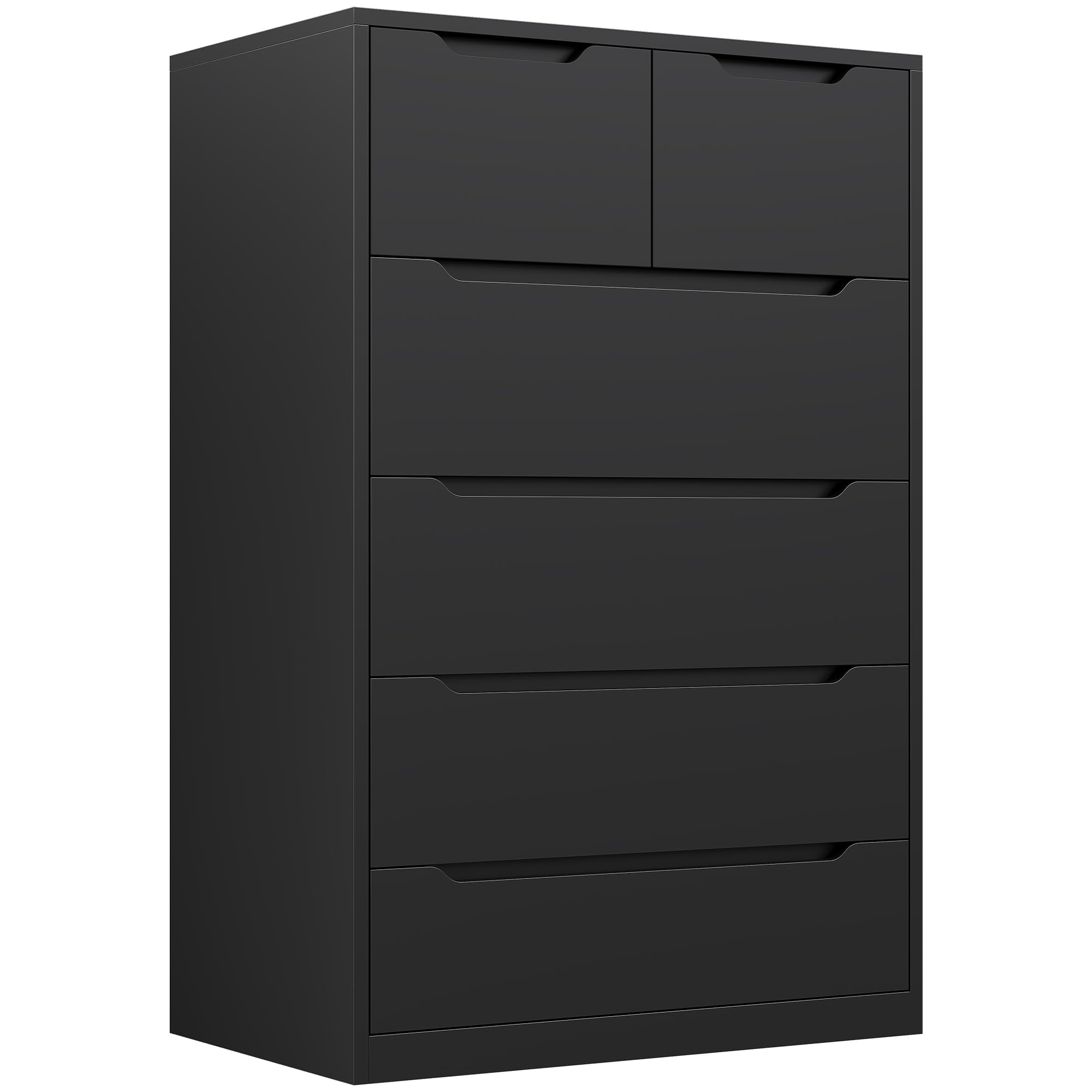 6 Drawer Dresser Tall Black Chest of Drawers