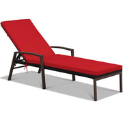 Patio Rattan Lounge Chair with Adjustable Backrest