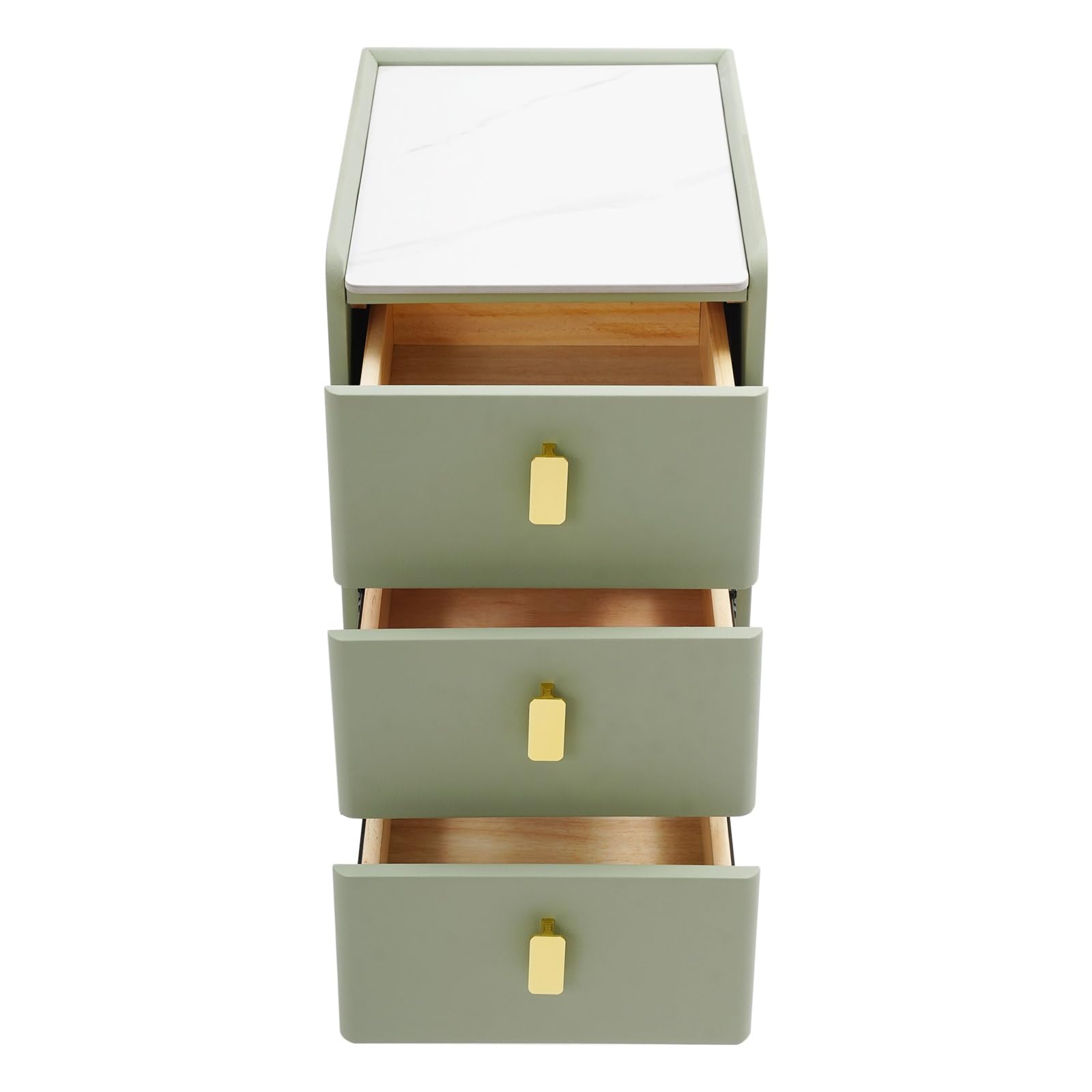 Nightstand with Drawers and Metal Legs