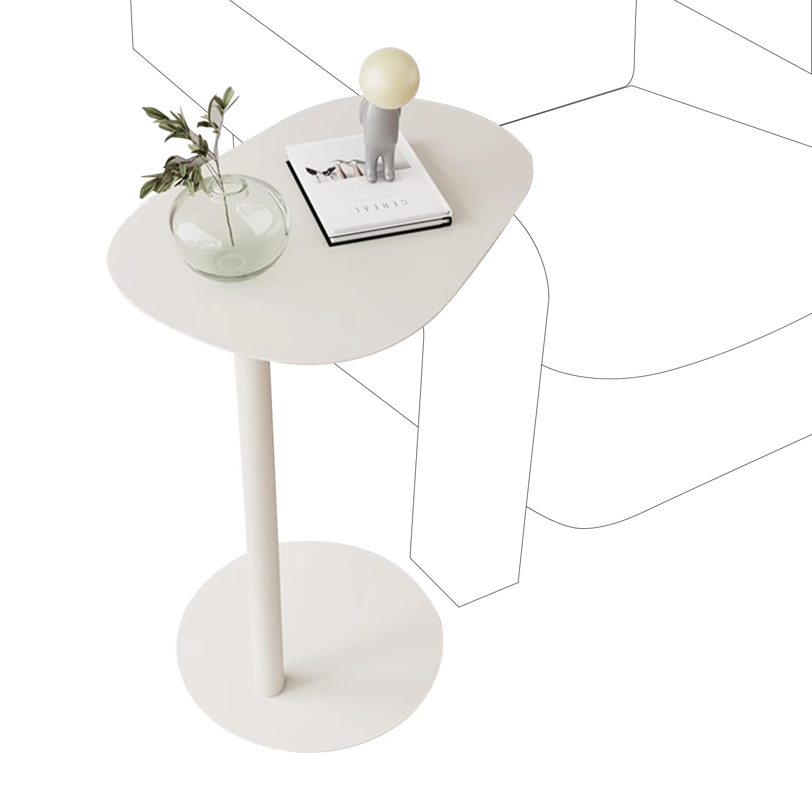 C-Shaped Metal Side Table for Couch