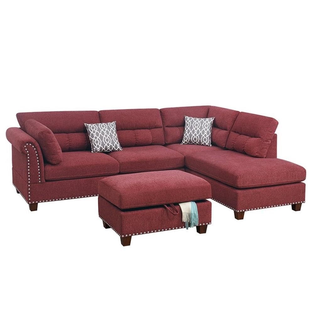 Paprika Red Sectional Sofa with Reversible Chaise