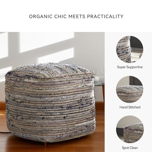 Square Hemp Pouf Ottoman 16x16x16