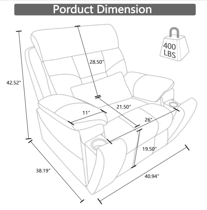 Extra Large Lay Flat Lift Recliner with Massage