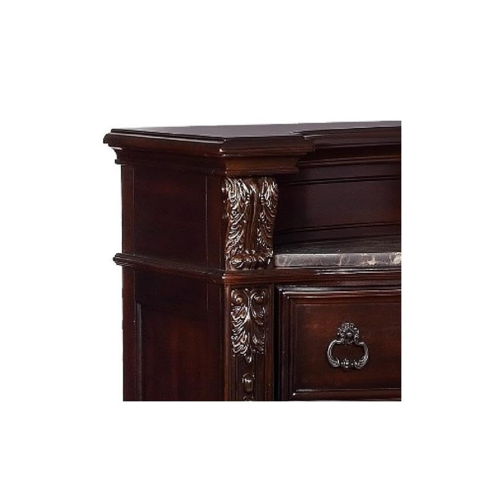 5 Drawer Wooden Chest with Marble Top