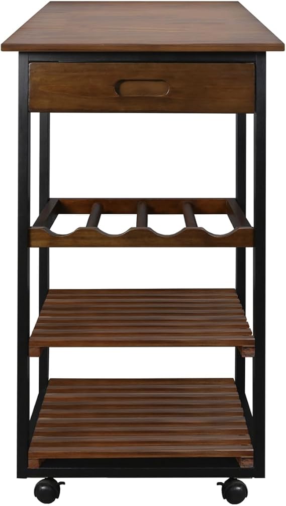 Rolling Kitchen Island Trolley with Wine Rack