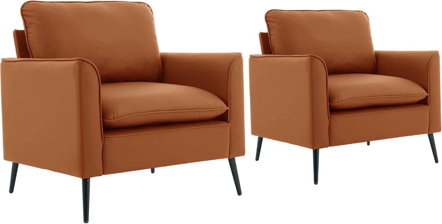 Modern Faux Leather Oversized Accent Chair with Metal Legs