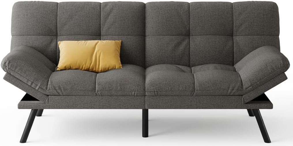 71" Futon Sofa Bed - Convertible Couch with Memory Foam