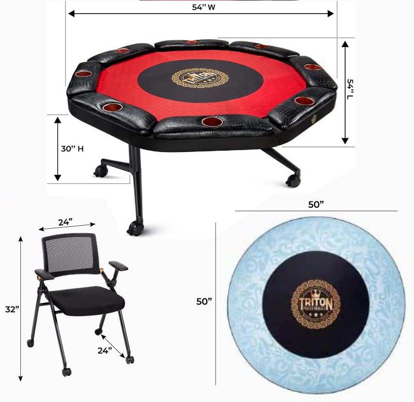 Foldable Poker Table with 8 Chairs and Mat