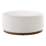 38" Round Boucle Upholstered Ottoman