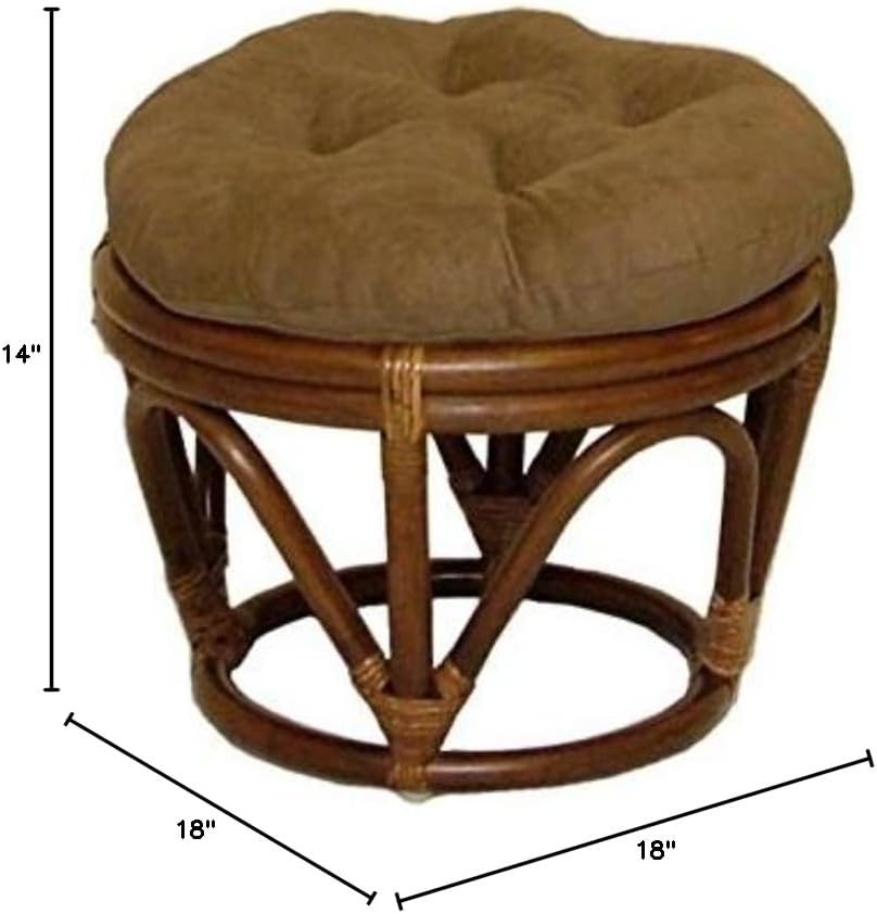 Rattan Ottoman with Micro Suede Cushion