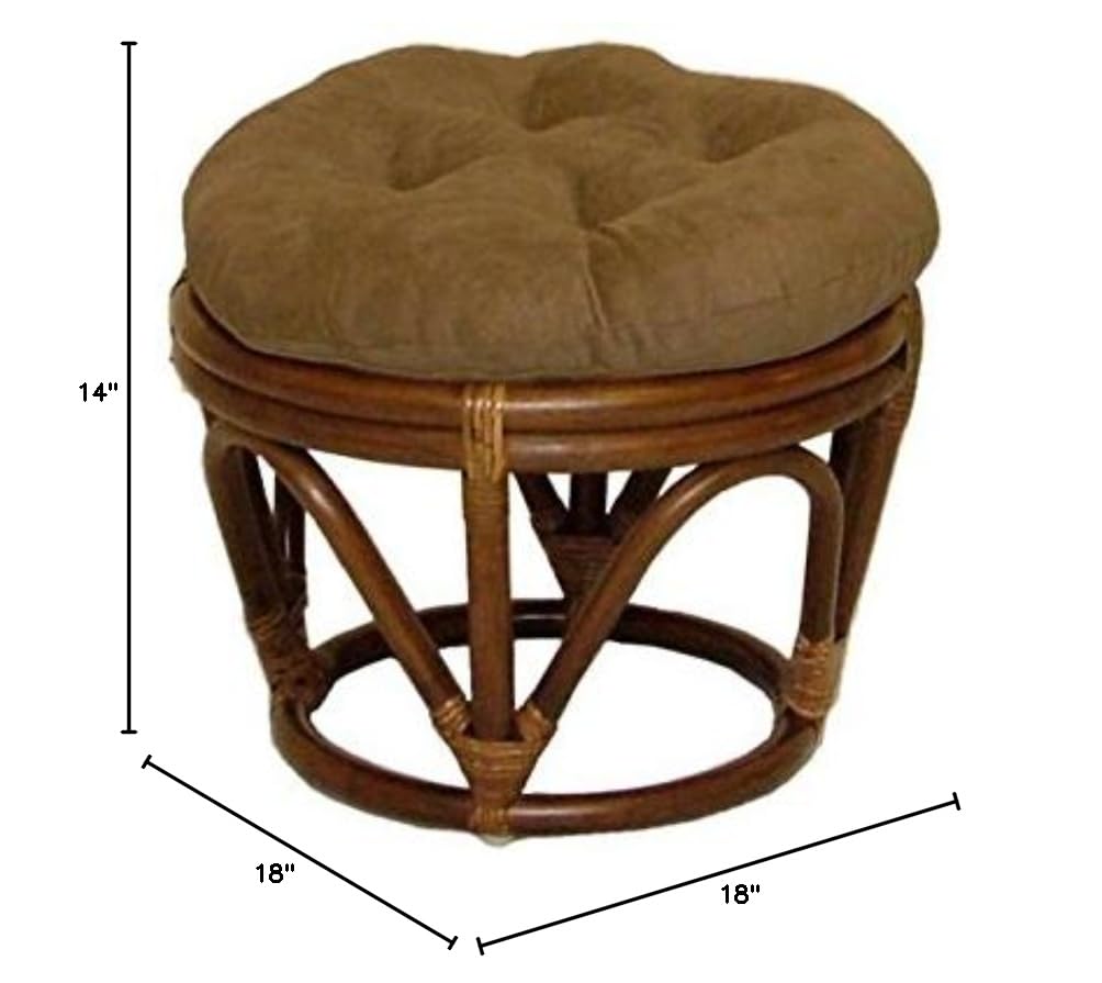 Rattan Ottoman with Micro Suede Cushion