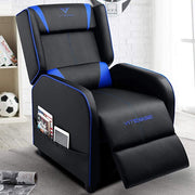 Gaming Recliner Chair Racing Style PU Leather Blue