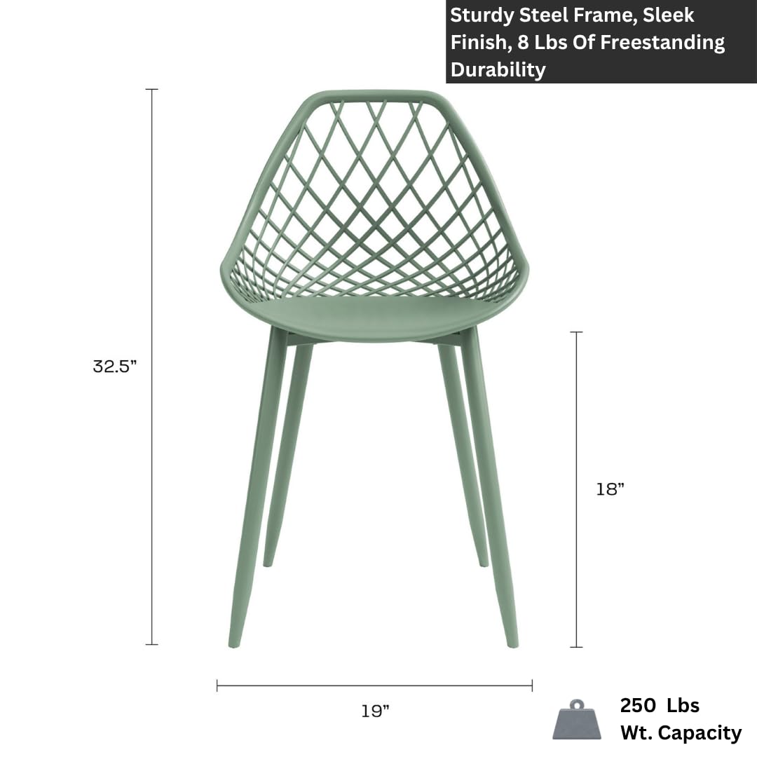 Kurv Dining Chair Set of 2 - Indoor/Outdoor Aloe Green