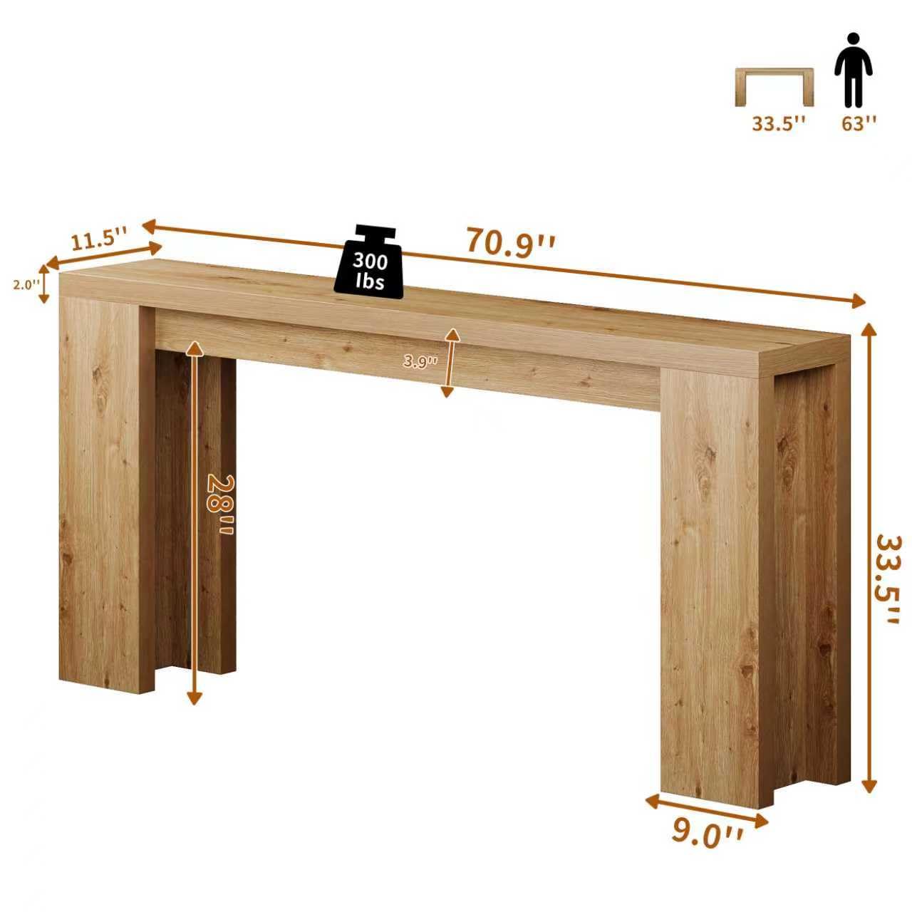 Extra Long Console Table 70.9 Inch Farmhouse Entryway Table